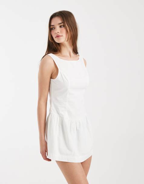 Cotton On Hallie dropped hem mini dress in white - view 1