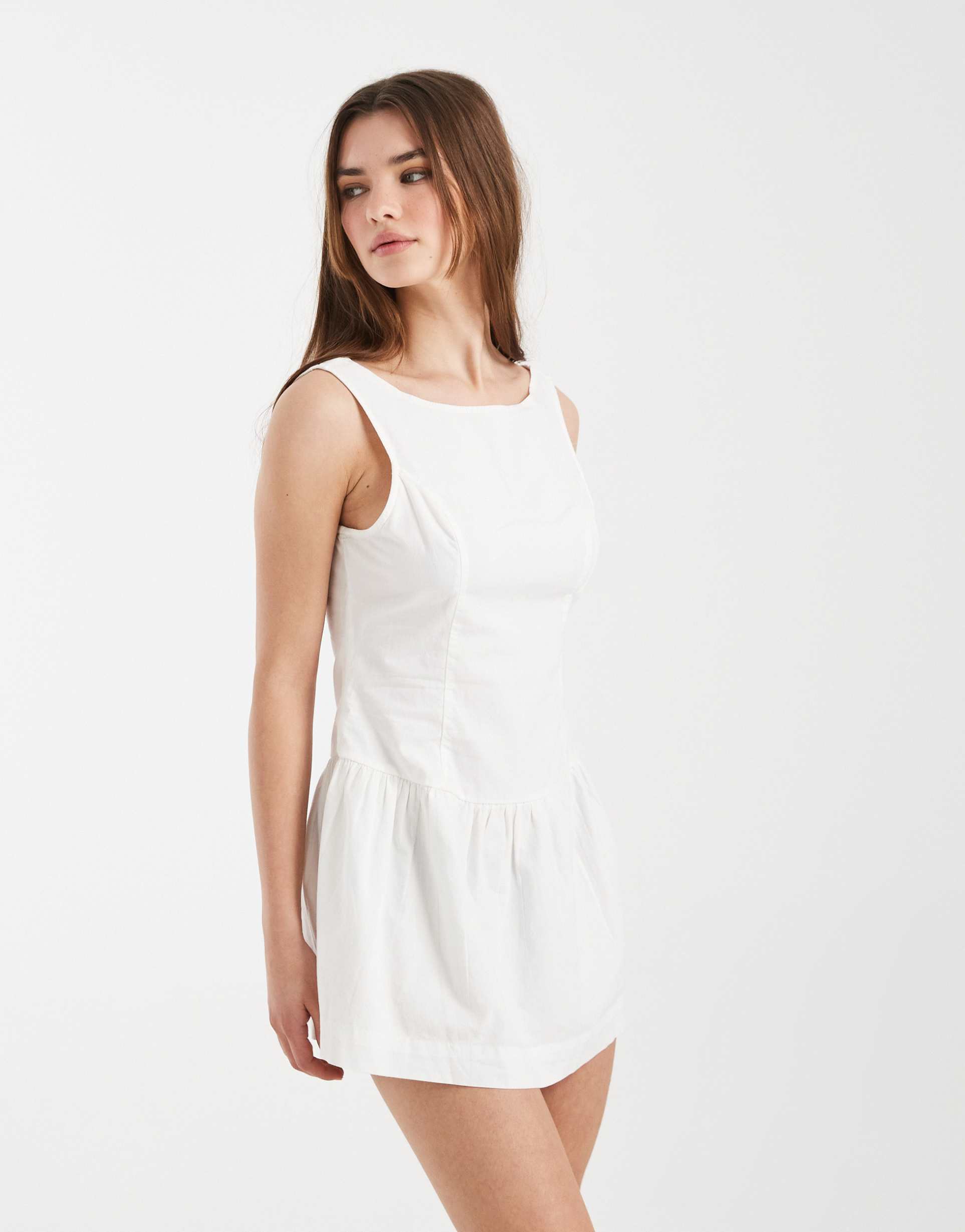 cotton on hallie dropped hem mini dress in white