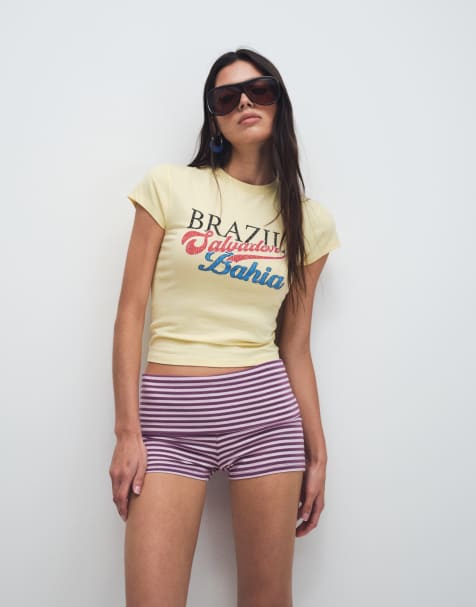 Cotton On – Hallie – Mini-Shorts in Lavendel mit umgeschlagenem Bund - view 1
