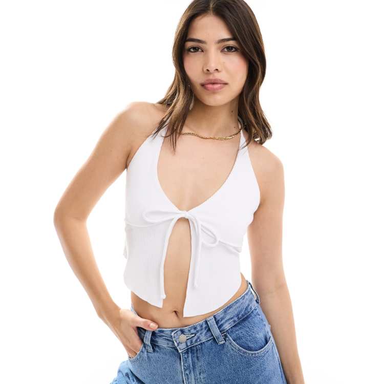 Cotton On halter neck cami crop top in white | ASOS