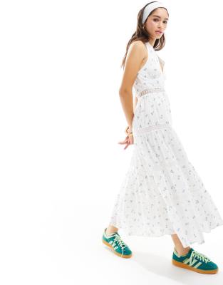 Cotton:On Cotton On halter neck maxi prairie dress in soft blue ditsy