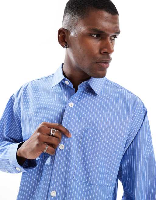 Cotton On hampton long sleeve shirt in blue stripe, 2 of 4