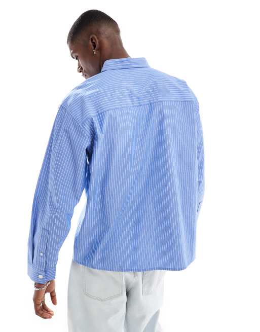 Cotton On hampton long sleeve shirt in blue stripe, 3 of 4