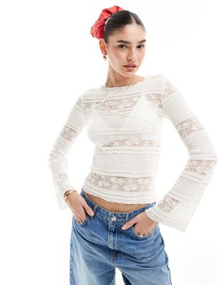 Cotton:on Cotton On Hankey Hem Textured Long Sleeve Crop Top In Red