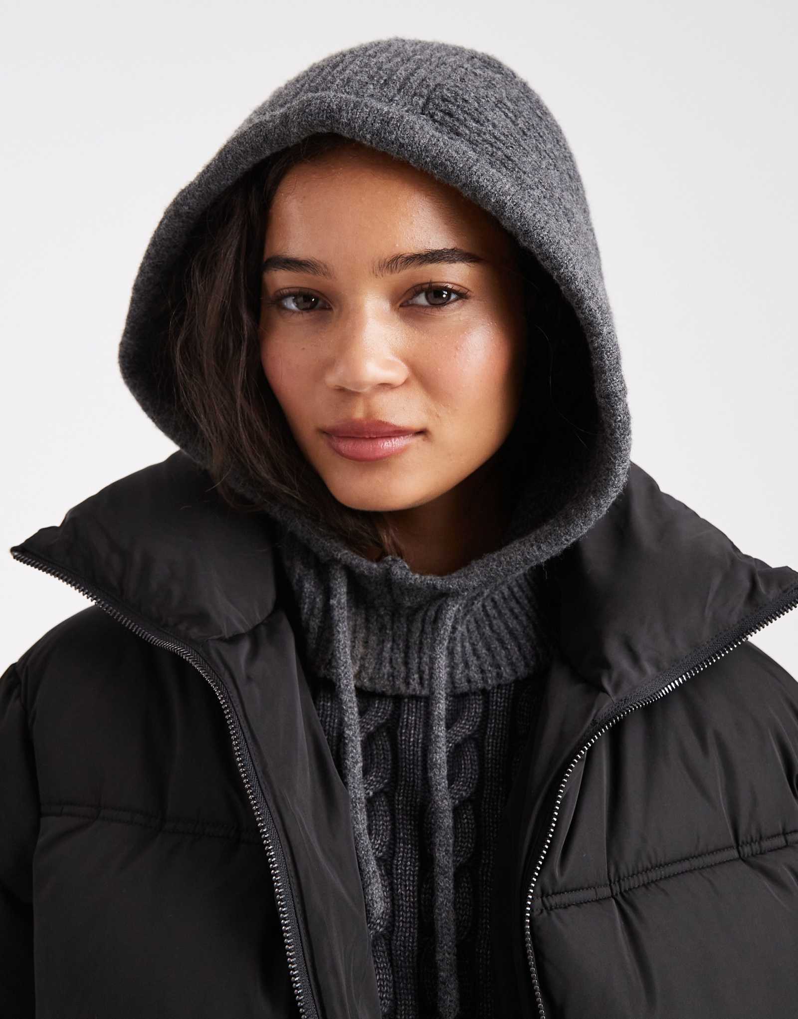 Хлопковый шарф-капюшон на носовом платке черного цвета