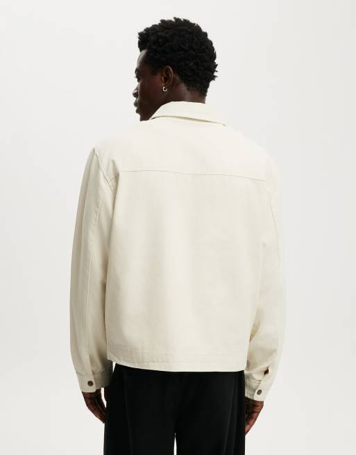 Cotton On Harrington jacket in off-white | ASOS