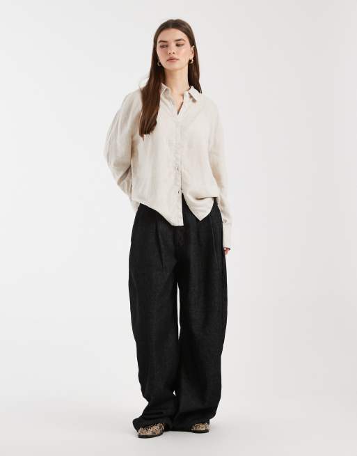 Cotton On – Haven – Beige oversize-skjorta i dad-modell och linnemix, 2 av 4