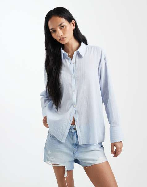 Cotton On - Haven - Chemise dad en coton plumetis - Bleu - view 1