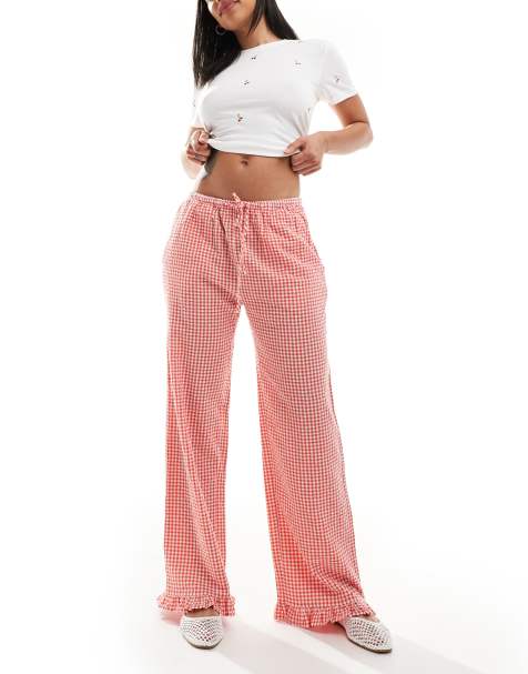 Cotton On Haven seersucker pant in nectarine gingham