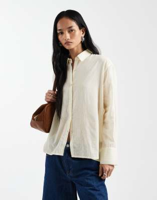 Cotton On Haven Cotton Textured Dad Shirt In White