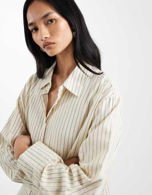 Cotton On – Haven – Gulrandig oversize-skjorta i dad-modell och linnemix, 2 av 4