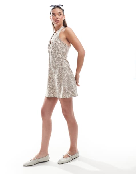 Cotton On Haven halter mini dress in leopard print - MULTI - view 1