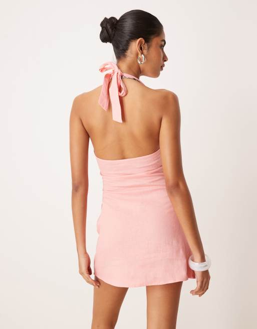Cotton:On Haven halter mini sundress in sunset apricot