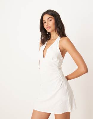 Cotton:on Cotton On Haven Halter Mini Sundress In White