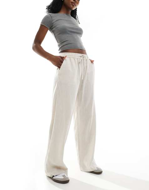 Cotton On – Haven – Hose in naturfarbener Leinenoptik mit weitem Bein - view 1