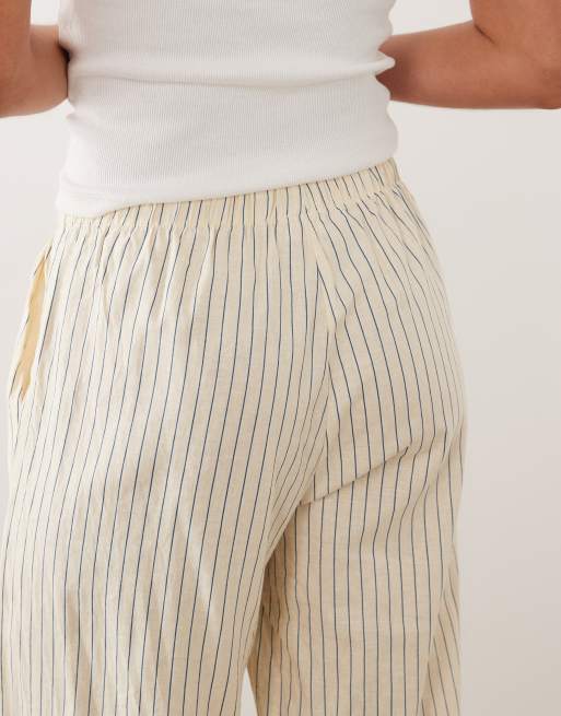 Cotton On – Haven – Leinenhose in Vanilla Glow mit Nadelstreifen und weitem Bein, 5 von 5