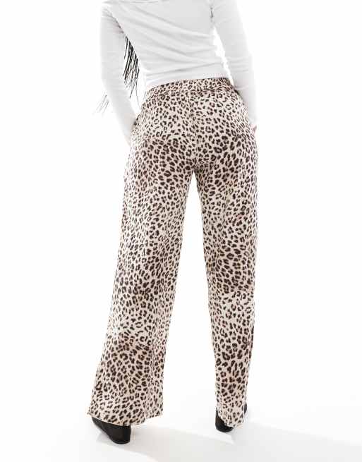 Cotton On haven linen trousers in leopard print 