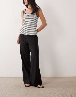 Cotton On Haven Linen Fold Over Pants In Black