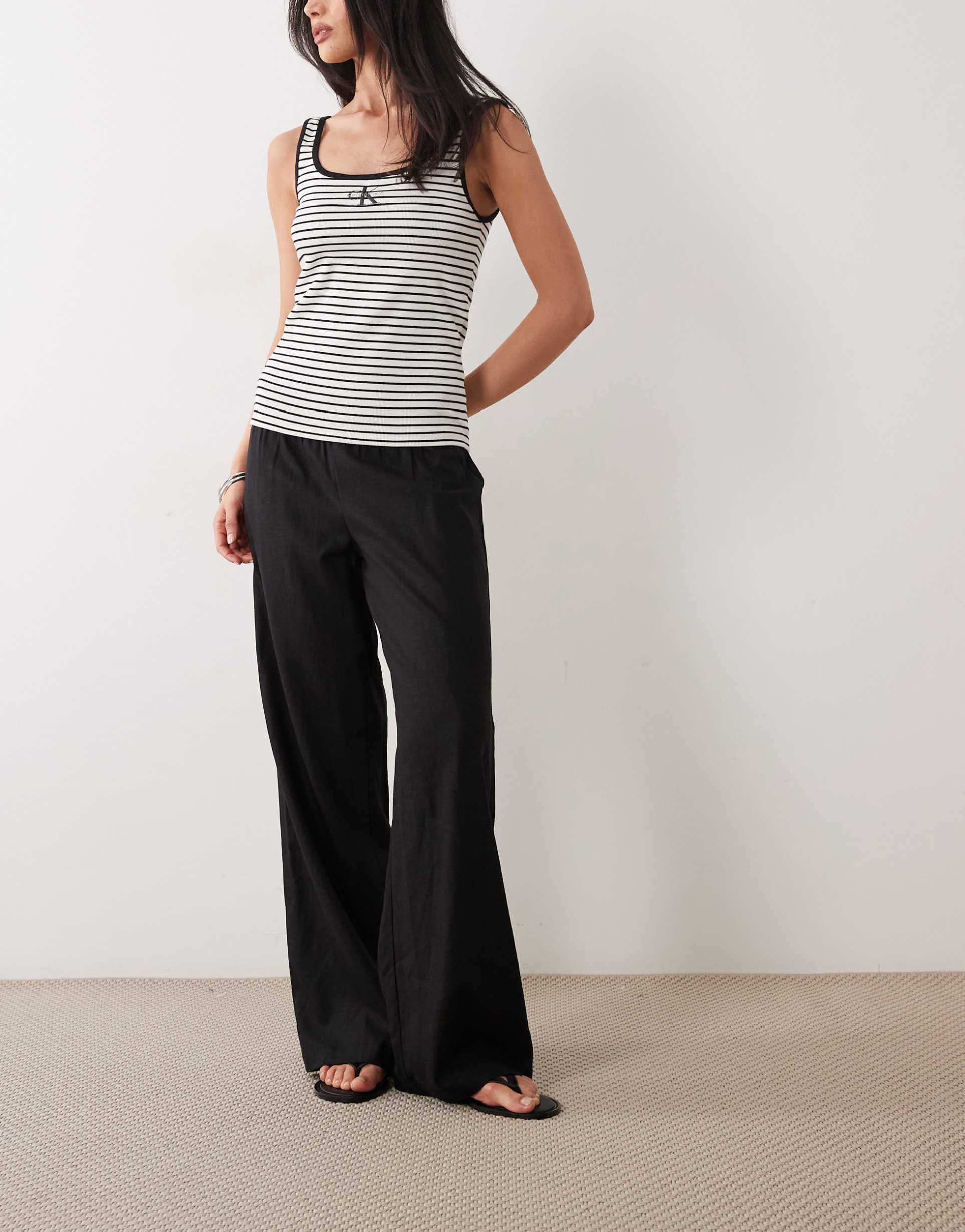 cotton on haven linen fold over pants in black