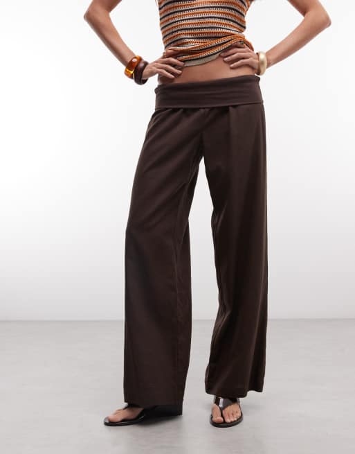 Cotton On haven linen fold over pants in dark oak, 5 of 9