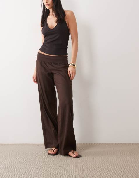 Cotton On haven linen fold over trouser in dark oak - view 1