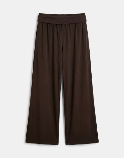 Cotton On haven linen fold over trouser in dark oak, 6 of 9
