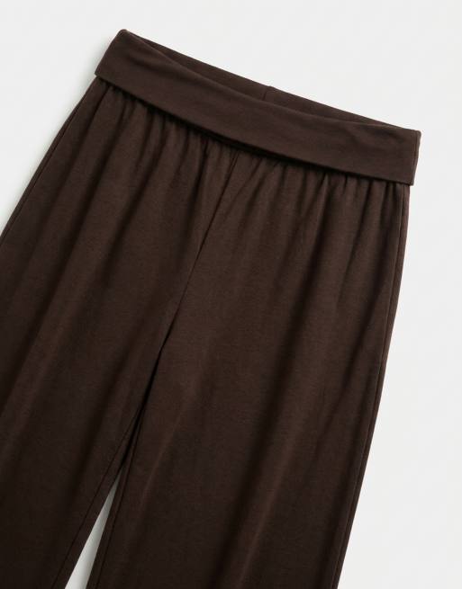 Cotton On haven linen fold over trouser in dark oak, 8 of 9