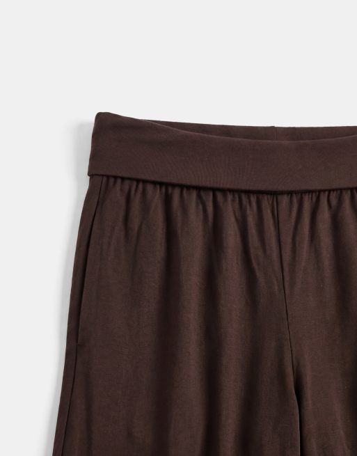 Cotton On haven linen fold over trouser in dark oak, 9 of 9