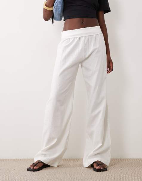 Cotton On haven linen fold over trouser in white - view 1