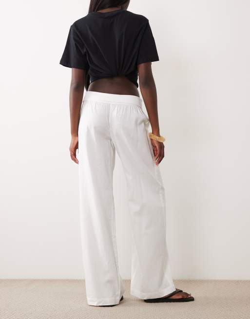 Cotton On haven linen fold over trouser in white, 2 of 5