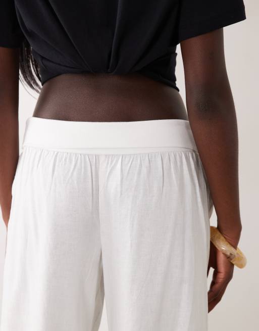 Cotton On haven linen fold over trouser in white, 3 of 5