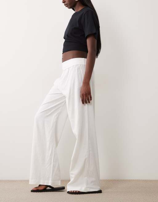 Cotton On haven linen fold over trouser in white, 4 of 5