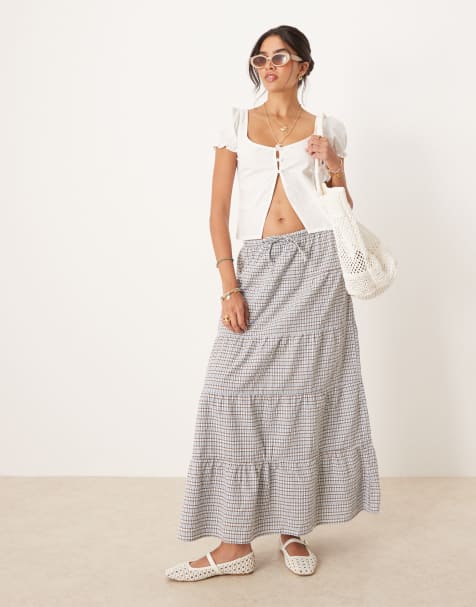 Cotton On Haven multi tiered maxi skirt in multi 