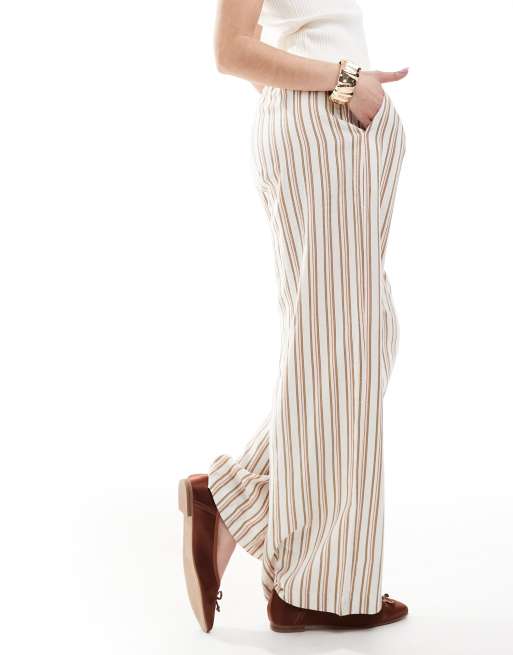 Cotton On – Haven – Randiga byxor i linnestil med vida ben, 4 av 5