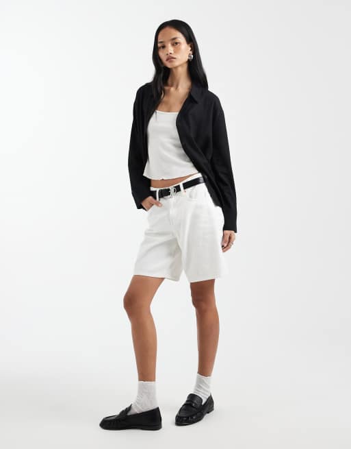 Cotton On – Haven – Svart oversize-skjorta i dad-modell och linnemix, 3 av 4
