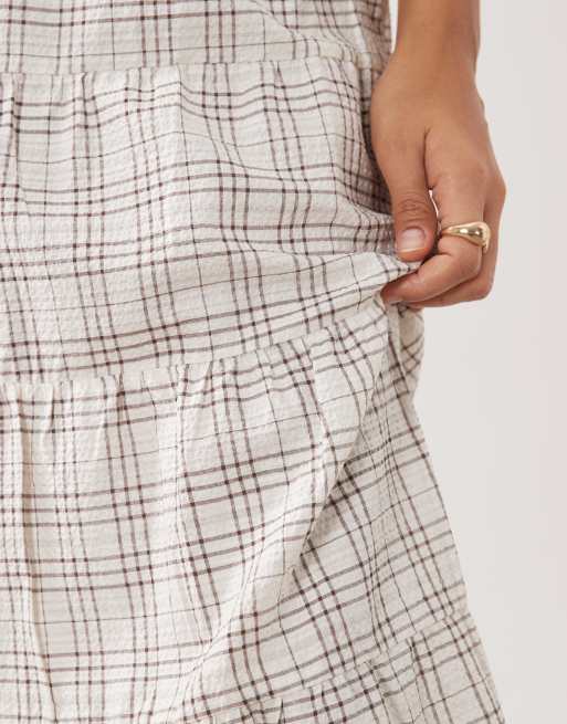 Cotton On haven tiered maxi skirt in check texture, 5 of 5