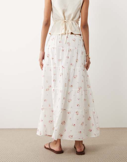 Cotton On haven tiered maxi skirt in ditsy cherrywood, 5 of 5