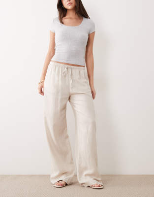 Cotton On haven wide leg linen blend pant in natural-Neutral