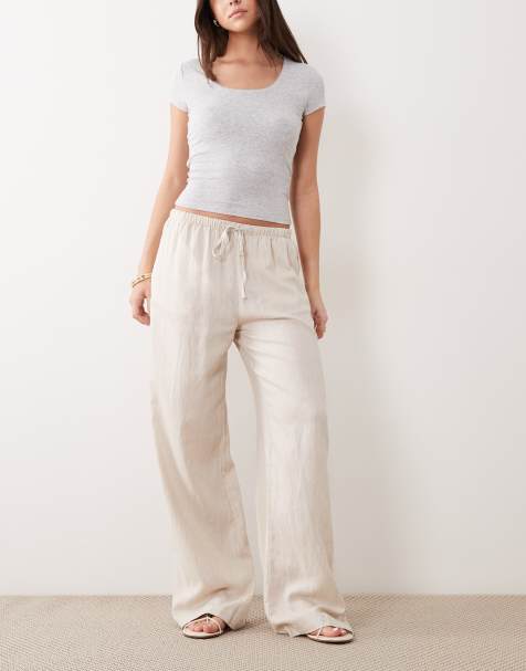 Cotton On haven wide leg linen blend pant in natural - view 1