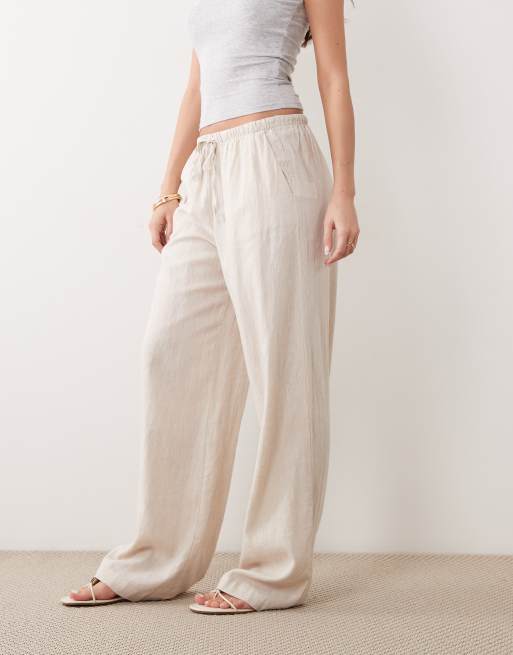 Cotton On haven wide leg linen blend pants in natural, 2 of 5
