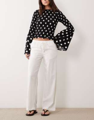 Cotton On haven wide leg linen blend pants in white white 10090₽