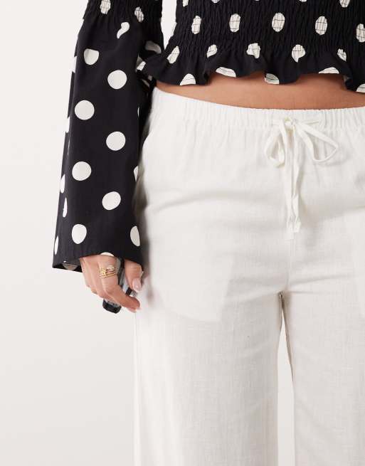 Cotton On haven wide leg linen-blend pants in white, 3 of 5