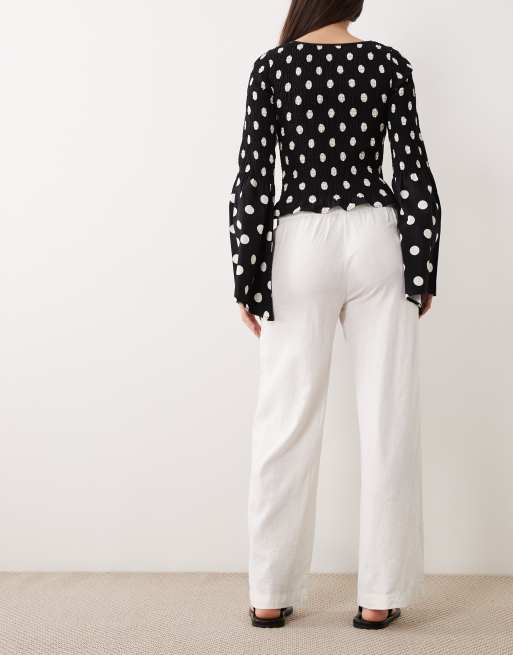Cotton On haven wide leg linen-blend pants in white, 5 of 5