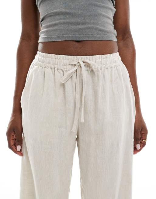 Cotton On Haven wide leg linen look pant in natural, 4 of 5