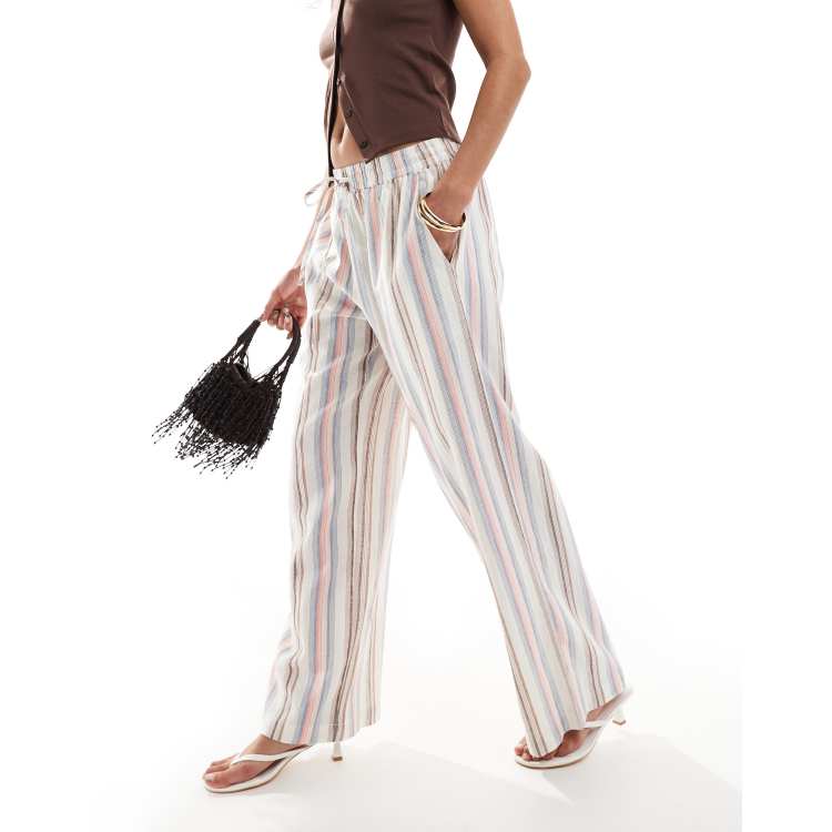 Cotton On Haven wide leg linen look pants in multi texture