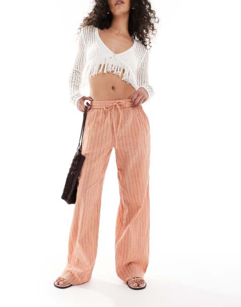 Cotton On Haven wide leg linen mix pants in multi - view 1