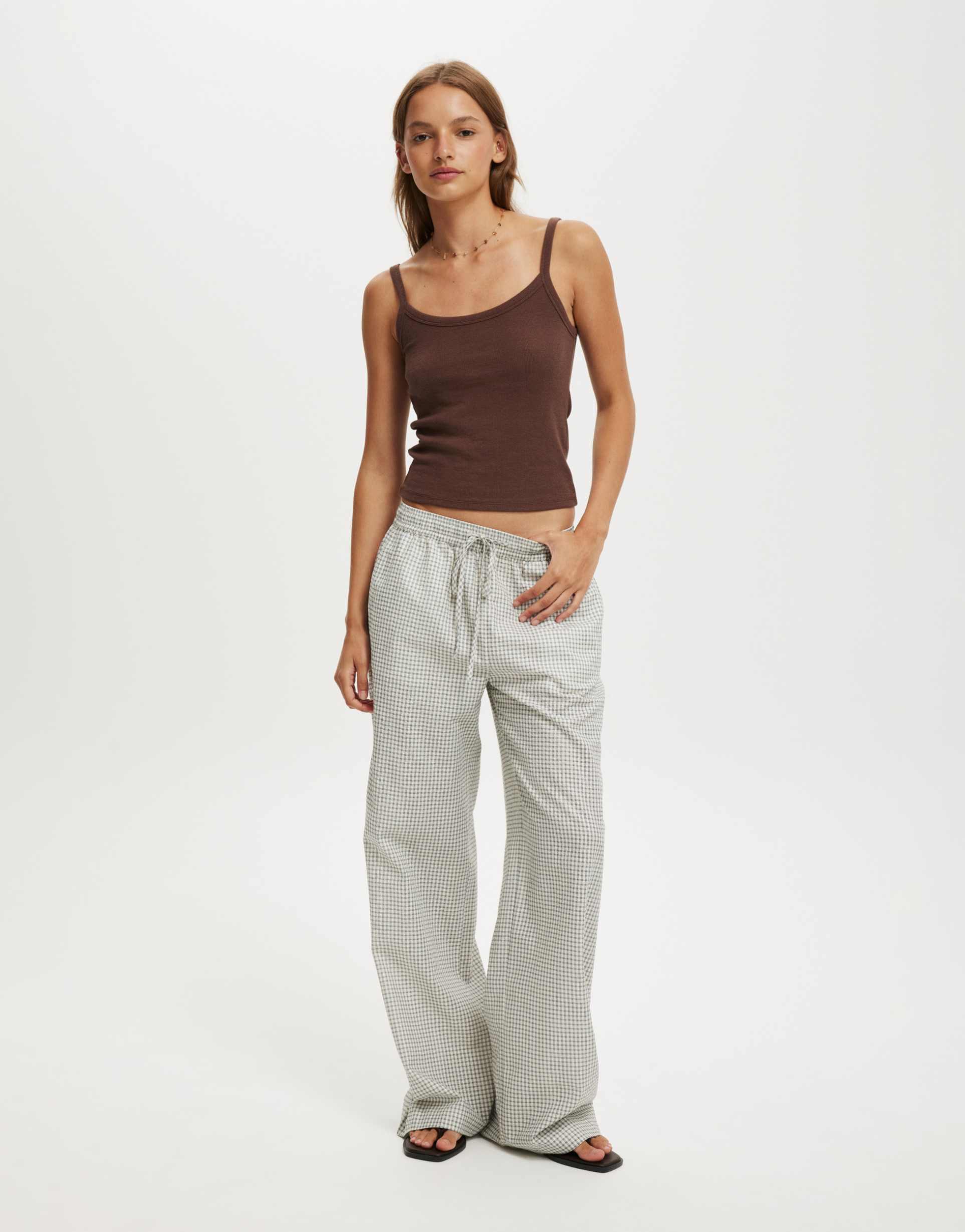 cotton on haven wide leg linen mix pants in multi