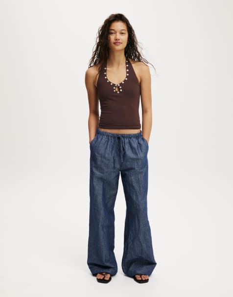 Cotton On Haven wide leg pant in blue