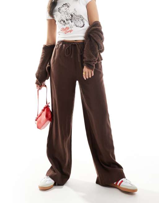 Cotton On Haven wide leg pant in brown - BROWN