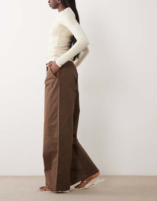 Cotton On haven wide leg pants in dark oak, 4 of 5